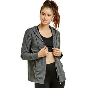 Women's Thin Cotton Zip Up Hoodie Jacket Charcoal
